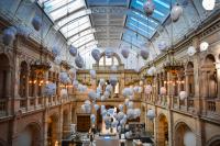 The Floating Heads by Sophie Cave in the East Court at Kelvingrove Art Gallery and Museum
