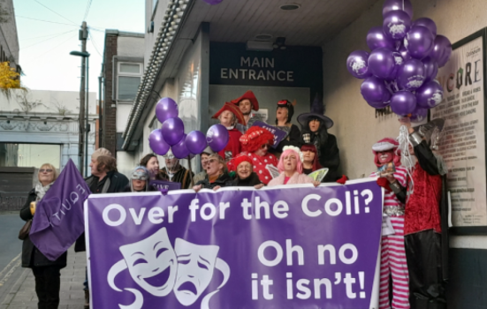 Protesters outside Oldham Coliseum