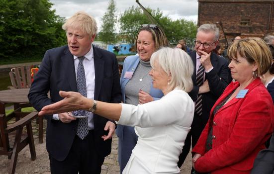 Nadine Dorries pictured with Boris Johnson and Michael Gove