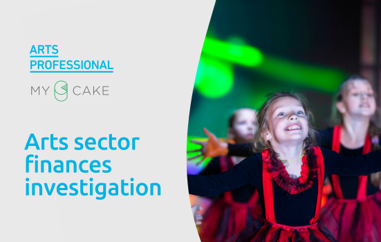 The arts Professional and MyCake logos pictured alongside dancing children