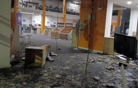 Image showing damage inside Spellow Hub Library