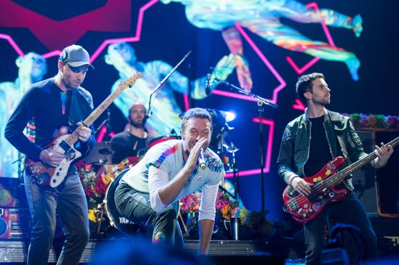 Coldplay onstage at Global Citizen Festival in Hamburg in 2017