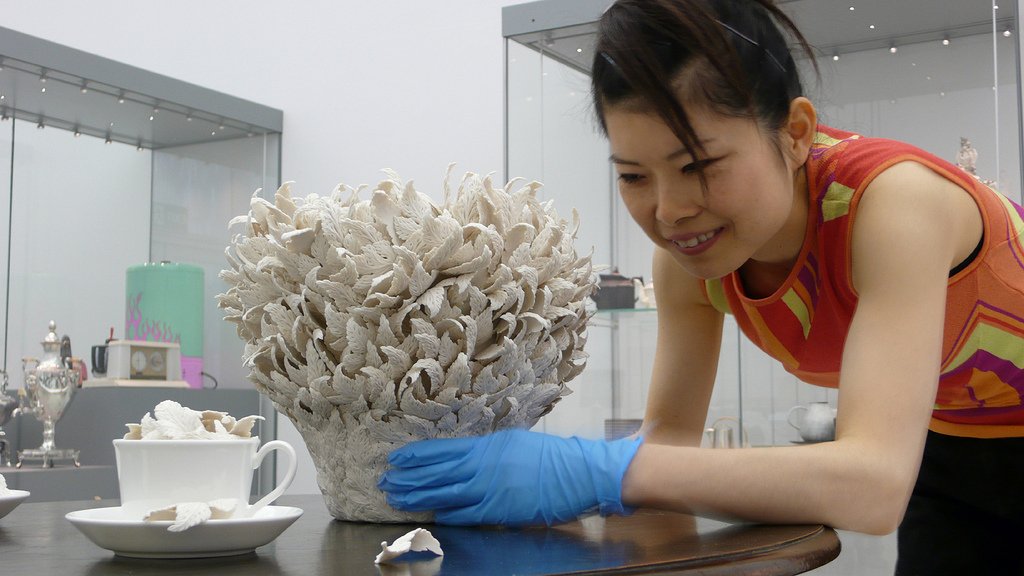 Woman works on her Sculpture-Museums Sheffield