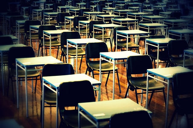 Photo of an empty exam hall