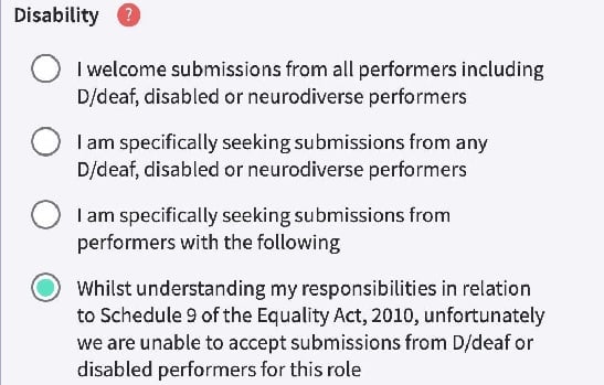 Call to boycott casting company over option to exclude disabled actors