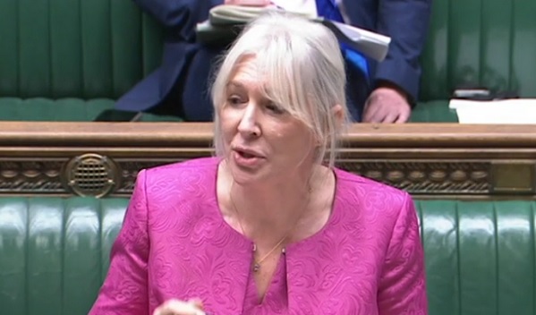 Nadine Dorries reads from the same script