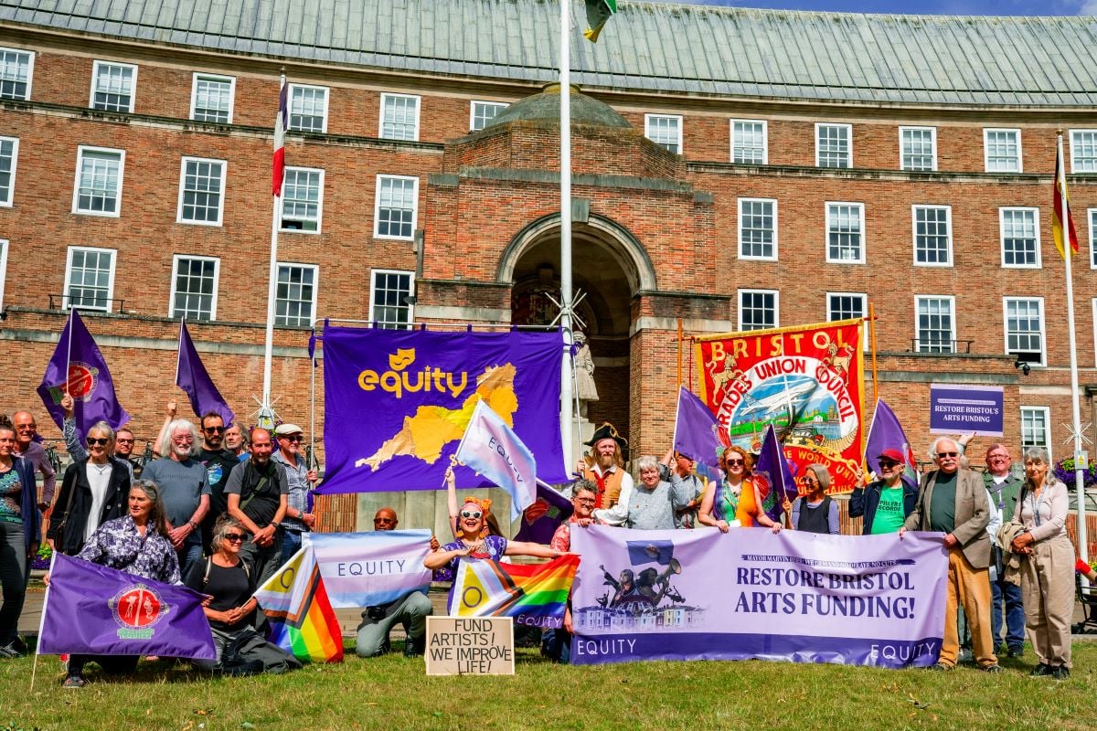 Demonstrators call on Bristol's mayor to restore arts funding