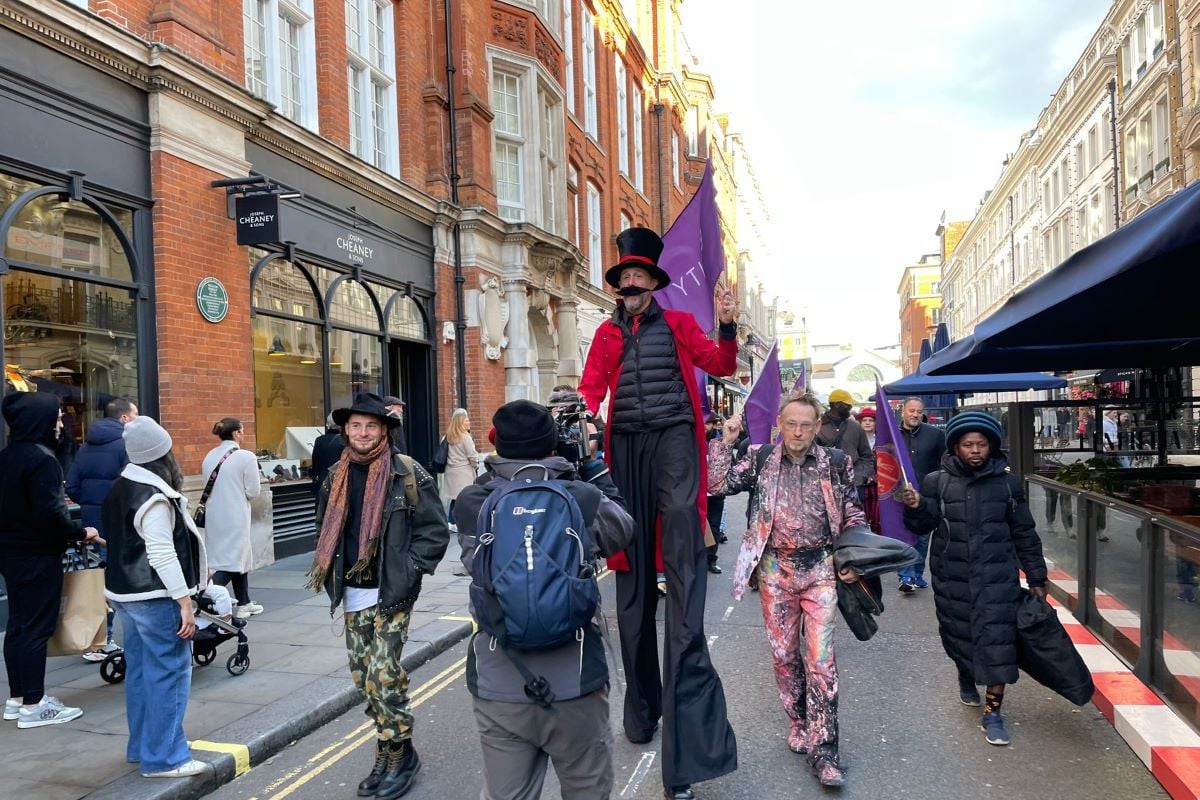 Street performers march on Westminster City Hall