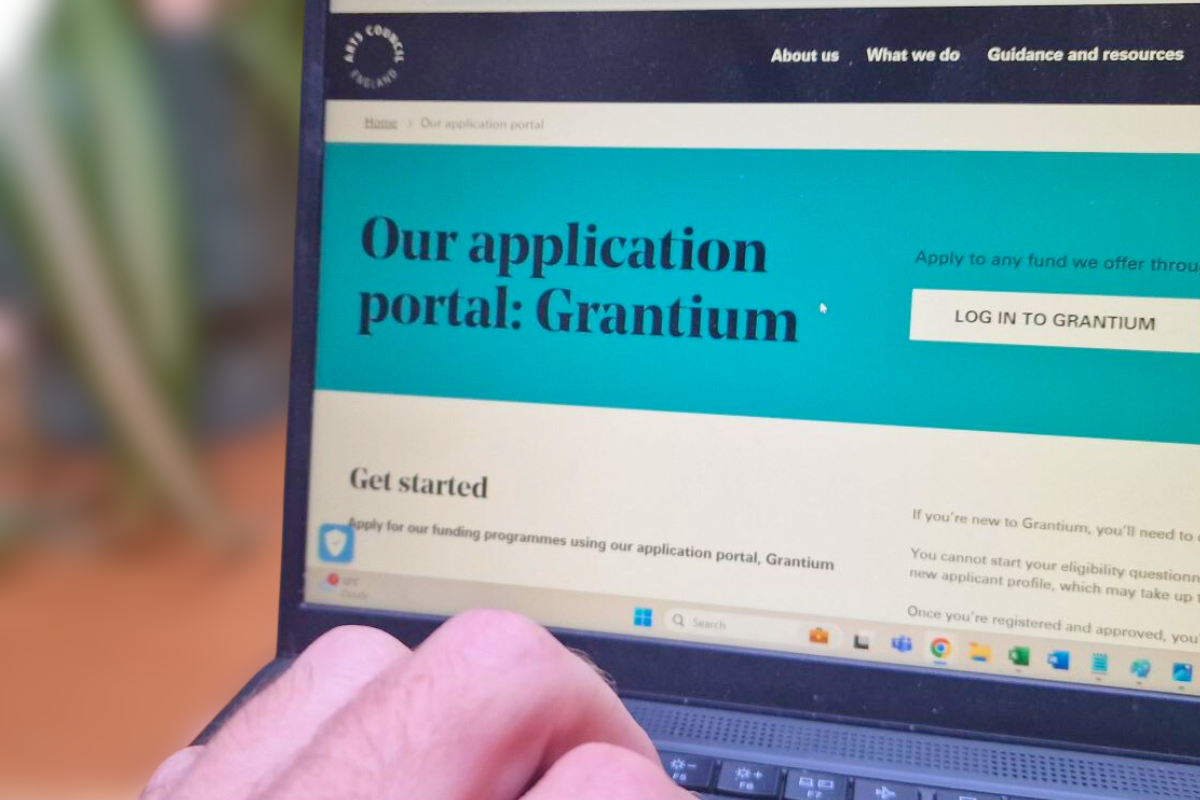 A person accesses Arts Council England's Grantium application platform