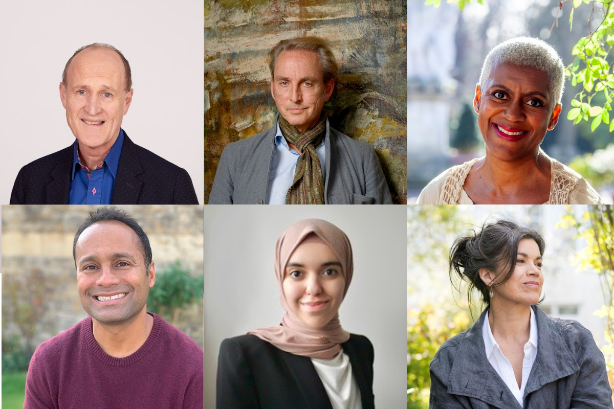 Images (top l-r): Sir Peter Bazalgette, Philip Mould, Arit Anderson, (bottom l-r) Alom Sharma, Nafisa El Turke, Laline Paull