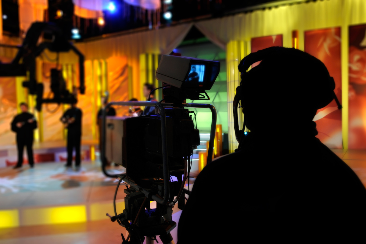 Camera operator records show in a TV Studio