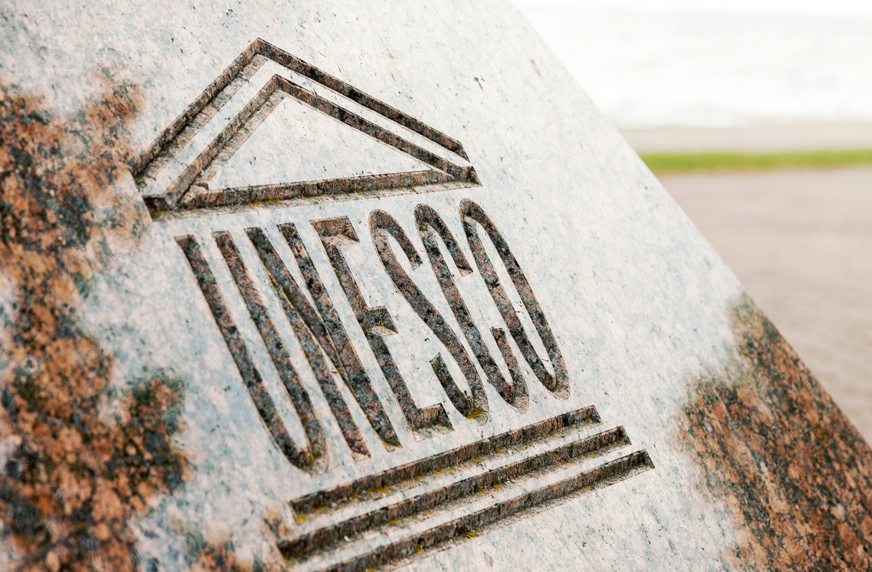 UNESCO logo carved on stone