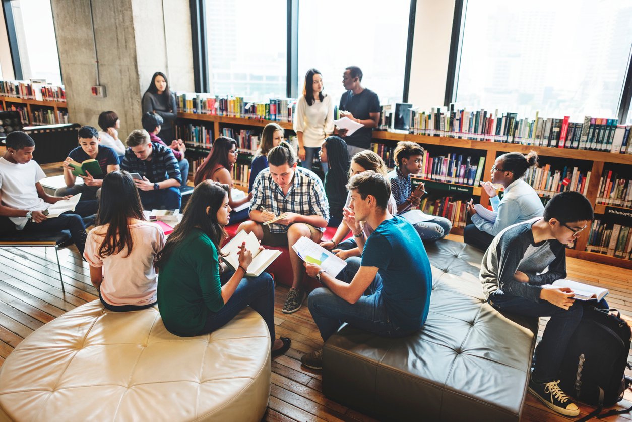 People in a library