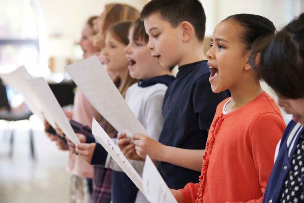 Group Of School Children Singing In Choir Together stock photo - iStock